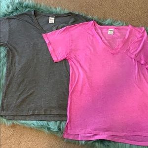 2-PINK Victoria’s Secret V-neck legging tees